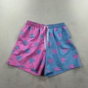 Chubbies Swim Trunks Shorts Mens Large Pink Blue Palm Tree 5.5 Inseam Lined